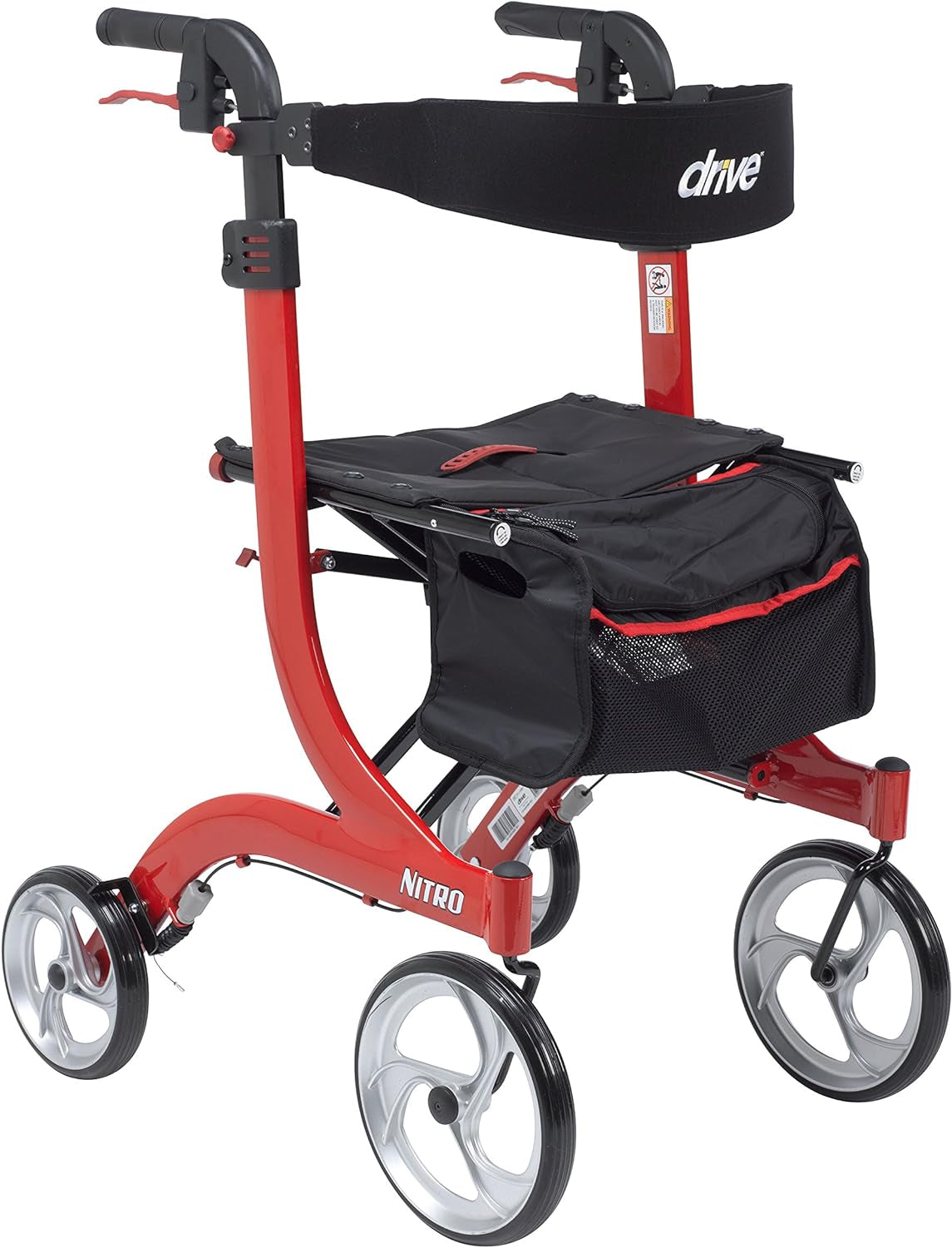 Drive Medical RTL10266-T Nitro DLX Foldable Rollator Walker with Seat, Red Medical Supplies & Equipment Mobility & Daily Living Aids Mobility Aids & Equipment Rollators & Accessories Rolling Walkers Walkers