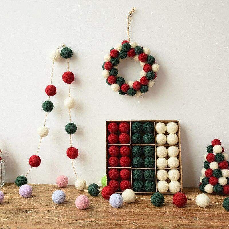 36 bolas de lana para árbol de Navidad.