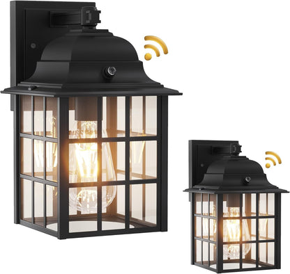 Dusk to Dawn Outdoor Wall Lights Aluminum Anti-Rust Exterior Light Fixture Wall Black Porch Lights Outdoor Wall Sconces Sensor Outdoor Light Fixture Waterproof Outdoor Wall Lantern 2 Pack Lighting & Ceiling Fans Outdoor Lighting Porch & Patio Lights Tools & Home Improvement Wall Lights