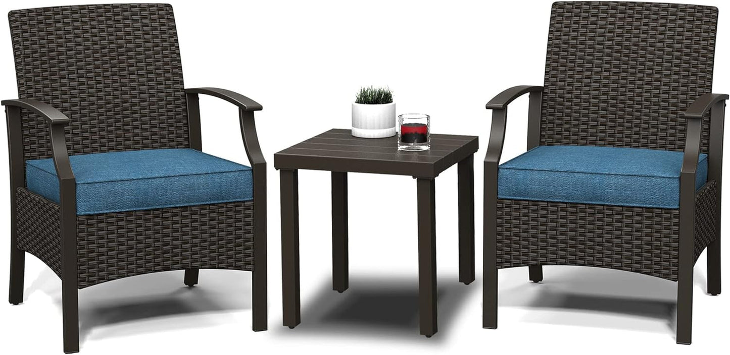 Grand Patio 5-Piece Outdoor Furniture Sets Weather-Resistant Wicker Steel Outdoor Patio Chairs with Olefin Cushions Ottomans and Coffee Table for Balcony Backyard Garden Poolside- Gray Conversation Sets Lawn & Garden Patio Patio Furniture & Accessories Patio Furniture Sets