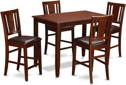 East West Furniture BUCK5-MAH-LC 5 Piece Counter Height Dining Table Set Includes a Rectangle Kitchen Table and 4 Faux Leather Dining Room Chairs, 30X48 Inch, Mahogany Dining Room Furniture Furniture Home & Kitchen Table & Chair Sets