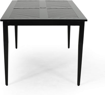 Christopher Knight Home Belle Outdoor 71 Inch Dining Table, Matte Black Dining Tables Lawn & Garden Patio Patio Furniture & Accessories Tables