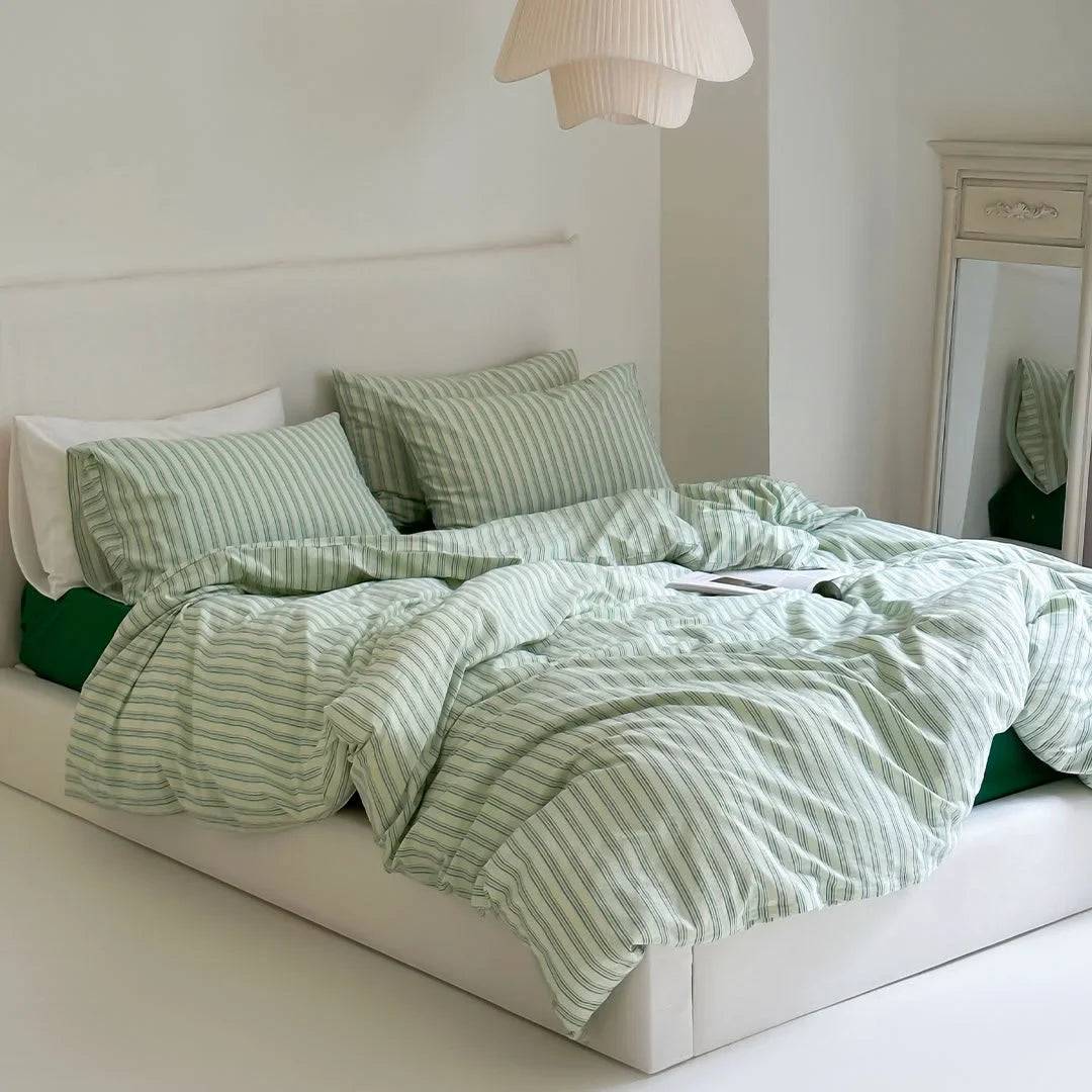 Ultra-Soft Pinstripe Washed Cotton Bedding Set