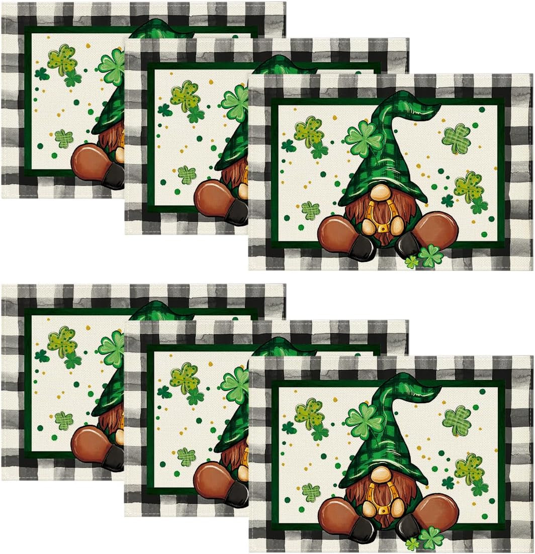 Artoid Mode Buffalo Plaid Shamrock Gnome St. Patrick'S Day Table Runner, Seasonal Spring Holiday Kitchen Dining Table Decoration for Indoor Outdoor Home Party Decor 13 X 72 Inch Home & Kitchen Kitchen & Dining Kitchen & Table Linens Table Runners