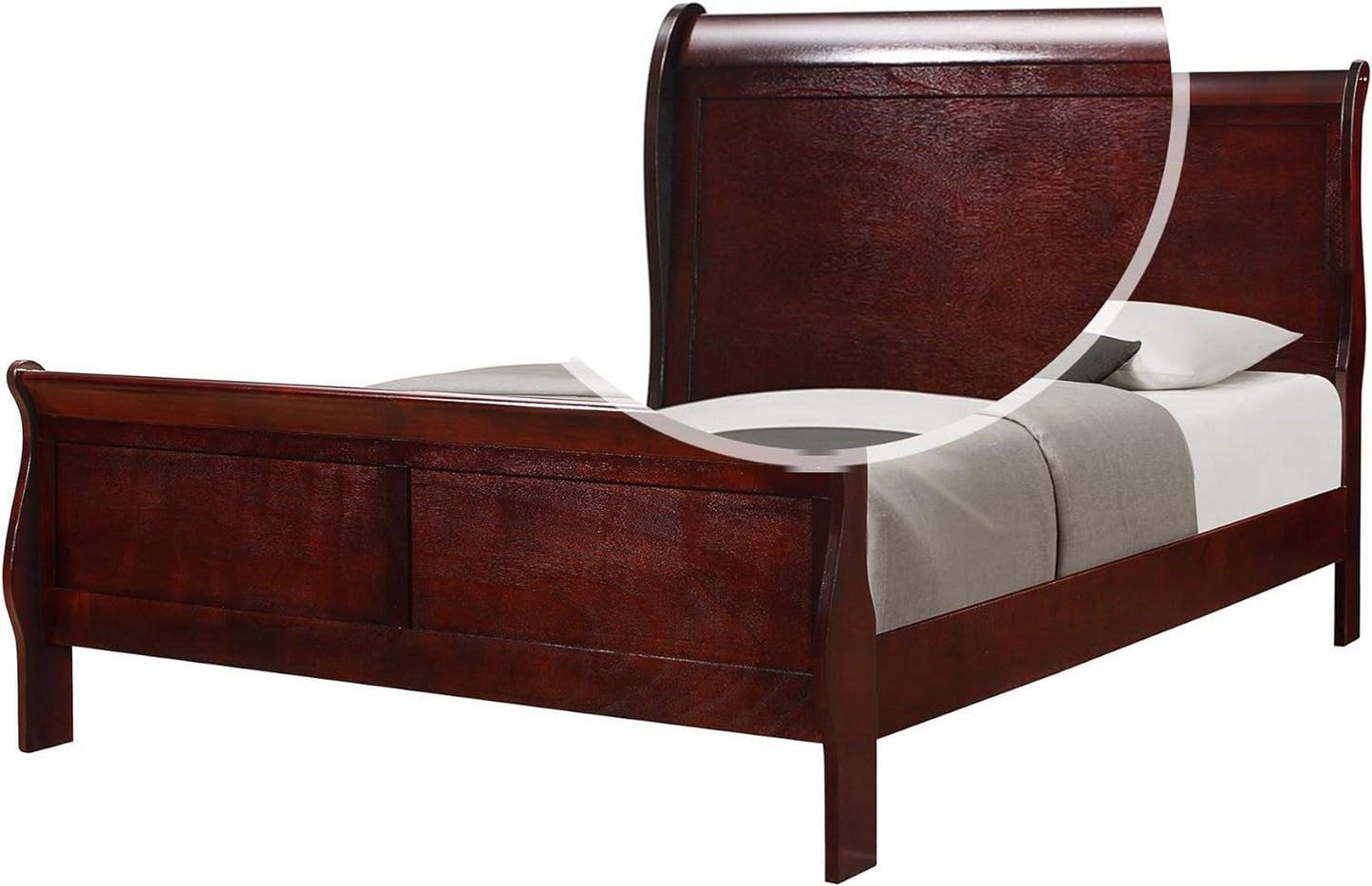 Benjara BM223787 Sleigh Design Wooden Headboard & Footboard, Cherry Brown - Full Size Bedroom Furniture Beds Frames & Bases Furniture Headboards Headboards & Footboards Home & Kitchen