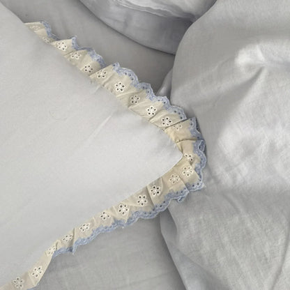 Soft Embroidered Lace Ruffle Cotton Bedding Set