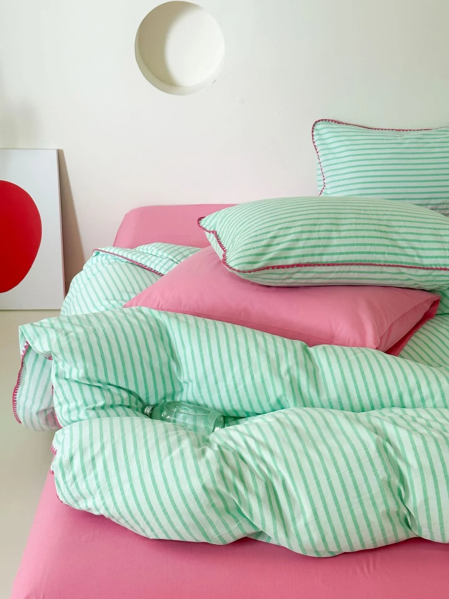 Soft Scalloped Striped Cotton Bedding Set