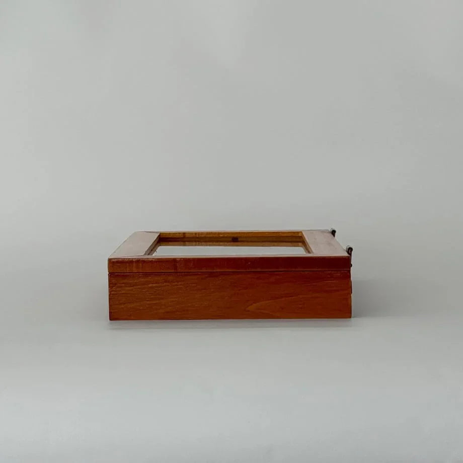 Minimalist Glass Lid Wood Jewelry Organizer