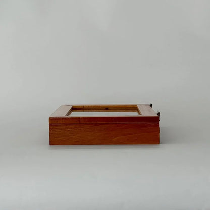 Minimalist Glass Lid Wood Jewelry Organizer