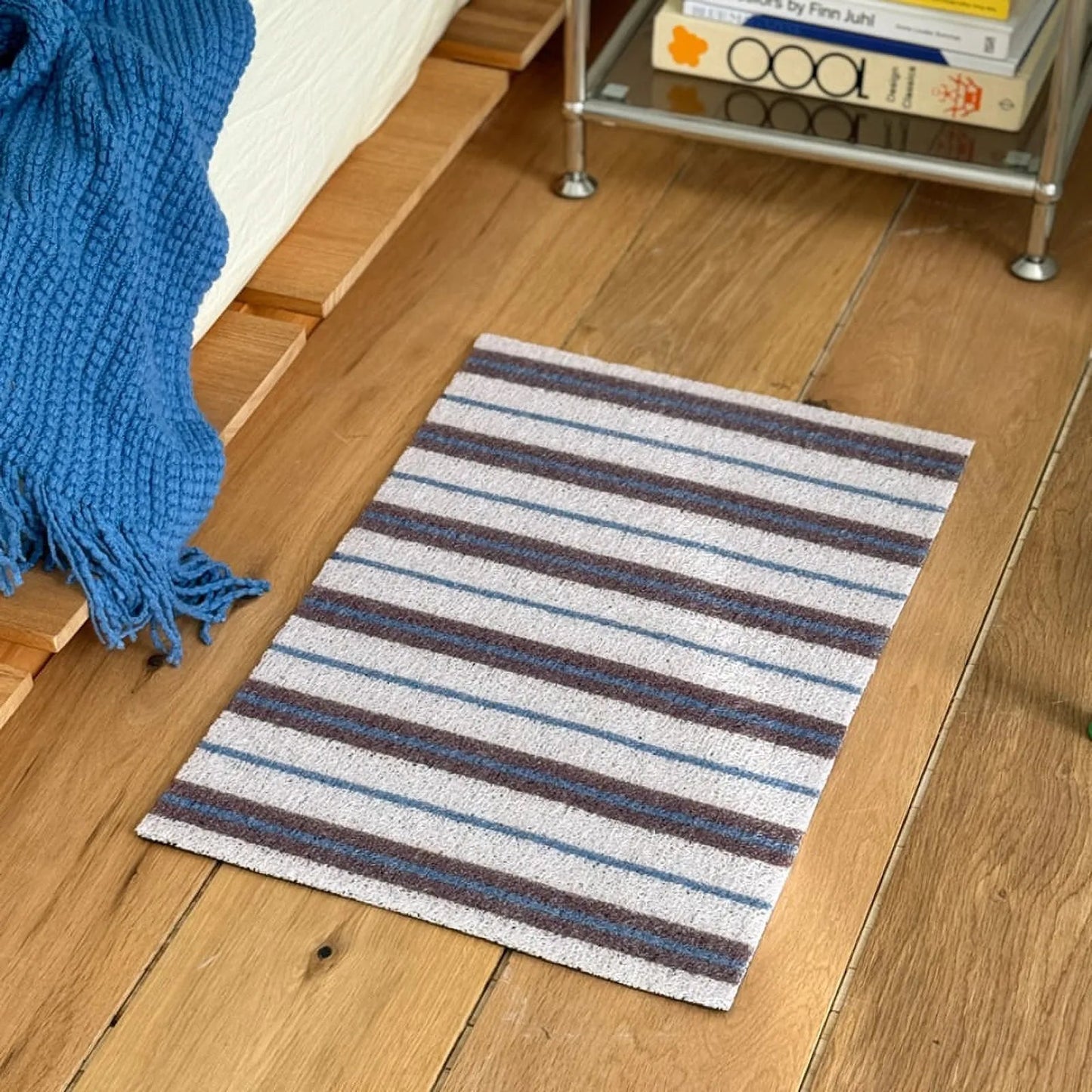 Textured Loop Striped PVC Coil Accent Rugs
