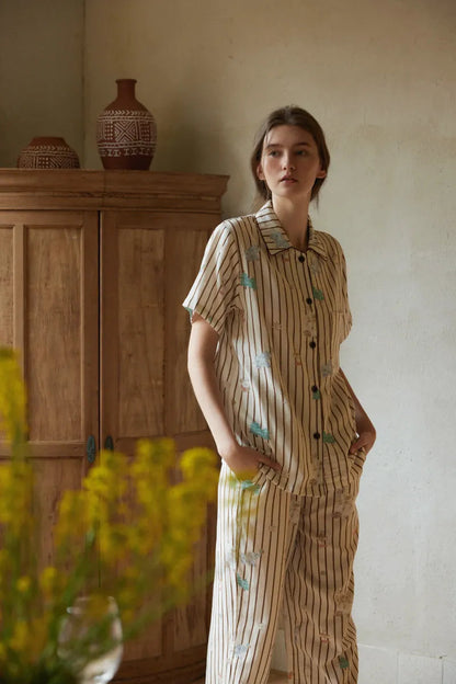 Soft Whimsical Striped Double Gauze Pajama Set