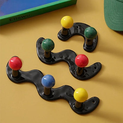 Glossy Wavy Ceramic Wall Hooks