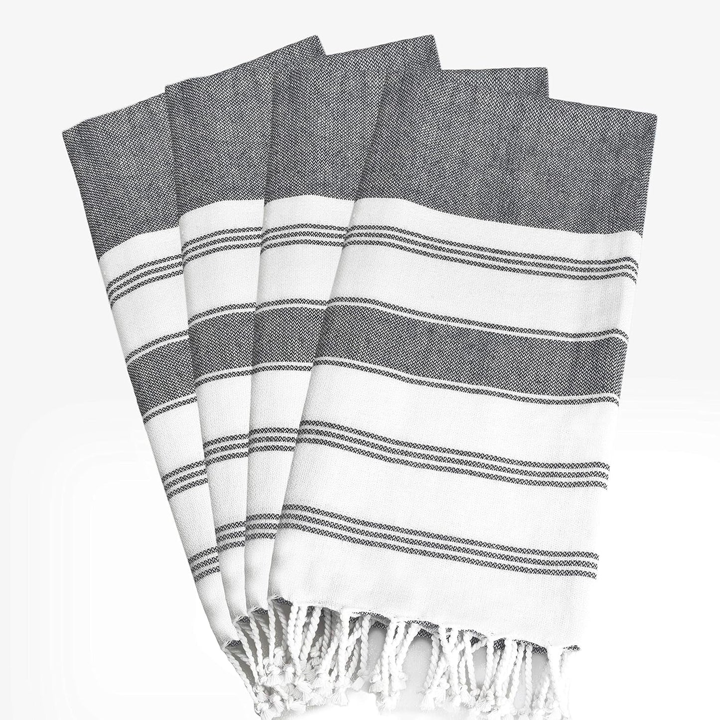 GLAMBURG Peshtemal Turkish Towel 100% Cotton Beach Towels Oversized 36X71 Set of 2, Cotton Beach Towels for Adults, Soft Durable Absorbent Extra Large Bath Sheet Hammam Towel - Charcoal Grey Bath Beach Towels Home & Kitchen Towels