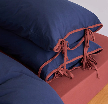 Soft Contrast Tie Washed Cotton Bedding Set