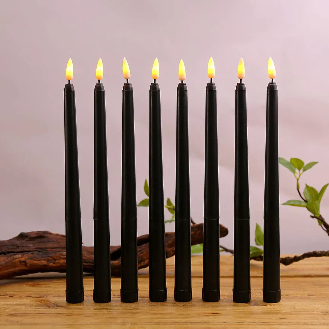 3Pcs Black Led Candles With Flickering Flame