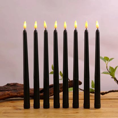 3 unidades de velas led pretas com chama tremeluzente