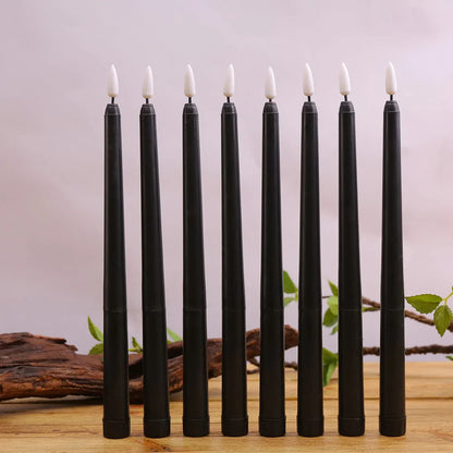 3 unidades de velas led pretas com chama tremeluzente