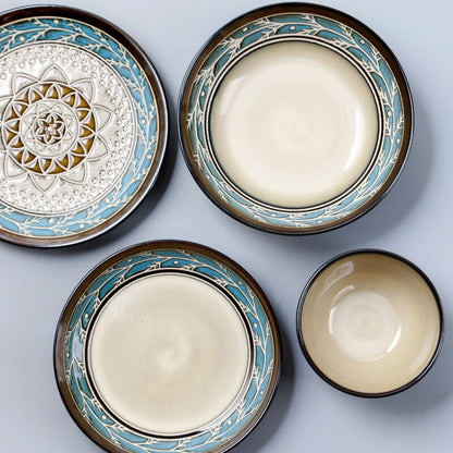 Royal Grandeur Embossed Ceramic Plates & Bowls Plates