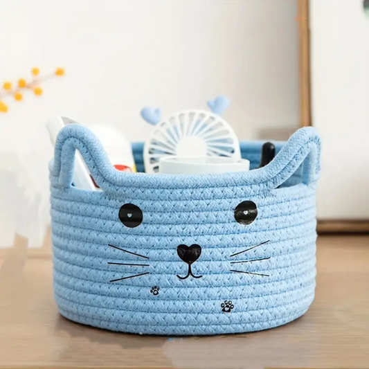 Cozy Cat Woven Basket