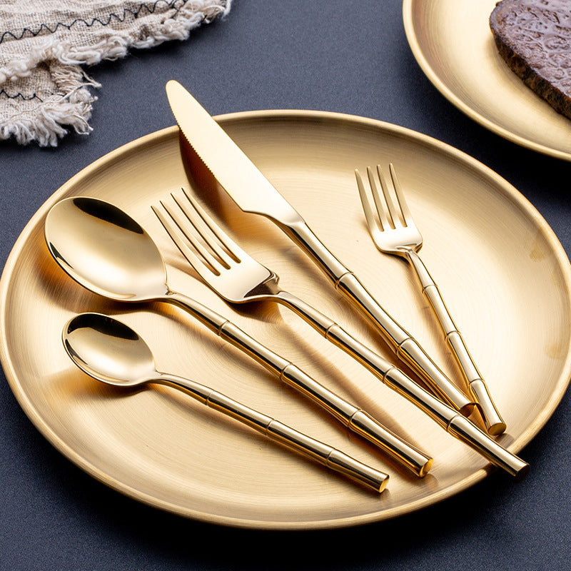 Aldomara Bamboo Gold Cutlery Set