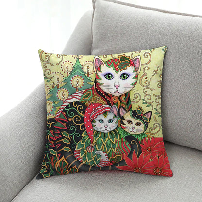 Kitty Oil Painting Cushion Covers