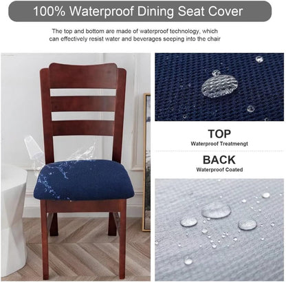 Genina Seat Covers for Dining Chairs Cover 100% Waterproof Dining Room Chair Seat Covers Kitchen Chair Covers (4 PCS, Navy Blue) Dining Chair Slipcovers Home & Kitchen Home Décor Products Slipcovers