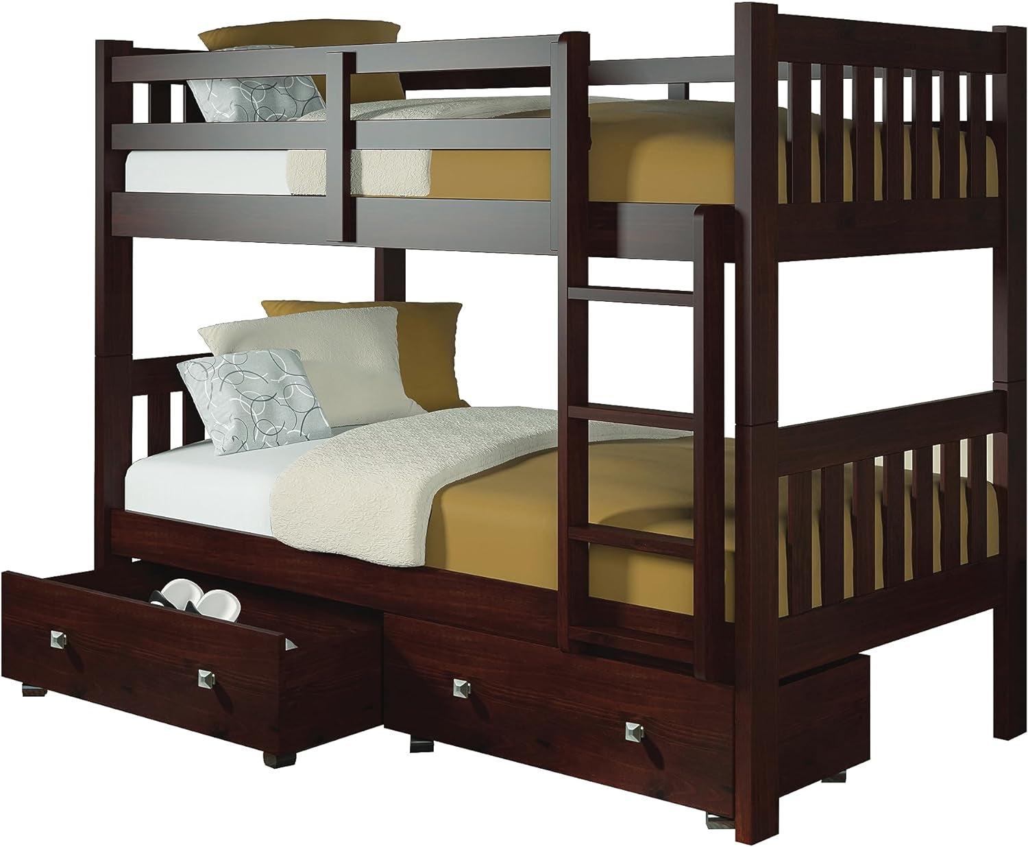 Donco Kids Austin Mission Twin over Full Dark Grey Bunkbed with Twin Trundle Bedroom Furniture Beds Frames & Bases Furniture Home & Kitchen