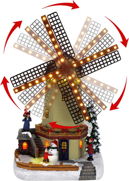 Christmas Village Windmill - Animated Pre-Lit Musical Winter Snow Village - Perfect Addition to Your Christmas Indoor Decorations & Christmas Village Display - a Thoughtful Gift for Your Loved Ones Collectible Buildings Collectible Buildings & Accessories Home & Kitchen Home Décor Accents Home Décor Products