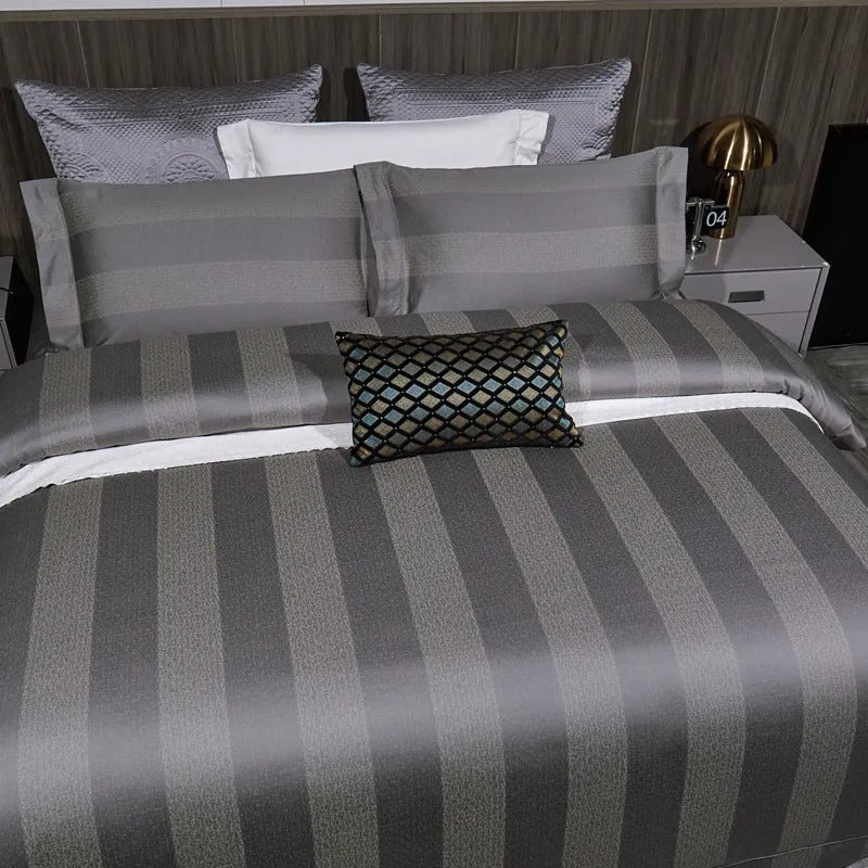 Carissa Striped Jacquard Luxury Cotton Bedding Set