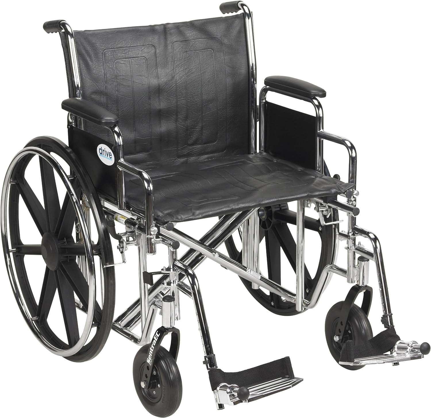 Drive Medical Sentra EC Heavy Duty Bariatric Transport Wheelchair with Detachable Desk Arms and Swing-Away Footrests, Black Mobility & Daily Living Aids Mobility Aids & Equipment Mobility Scooters & Accessories Self-Propelled Wheelchairs Wheelchairs