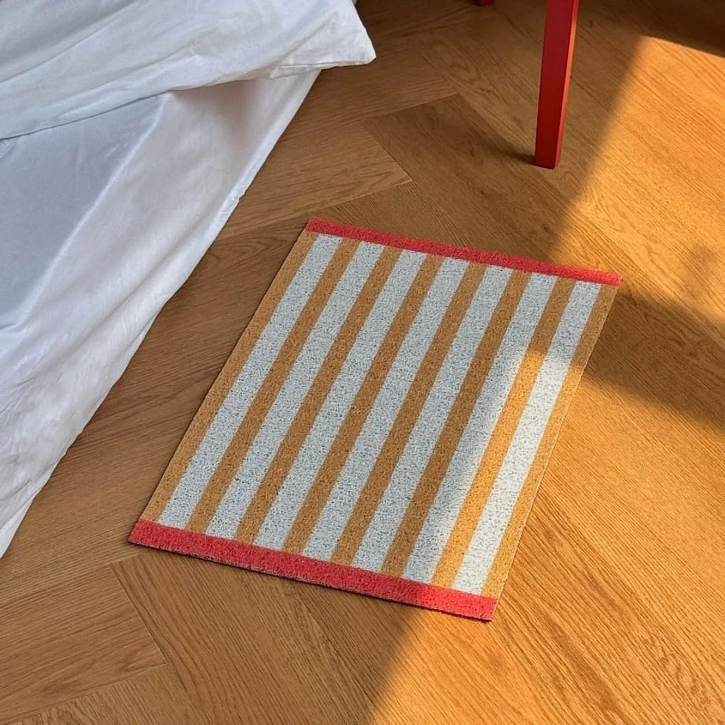Textured Striped PVC Coil Accent Rug