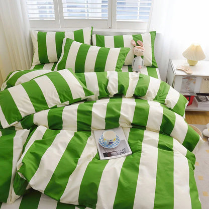 Soft Bold Stripe Cotton Bedding Set