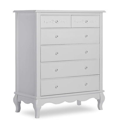 Evolur Aurora 7 Drawer Double Dresser, Akoya Grey Pearl/Silver Mist & Aurora 6 Drawer Tall Chest in Akoya Grey Pearl/Silver Mist Bedroom Furniture Dressers Furniture Home & Kitchen