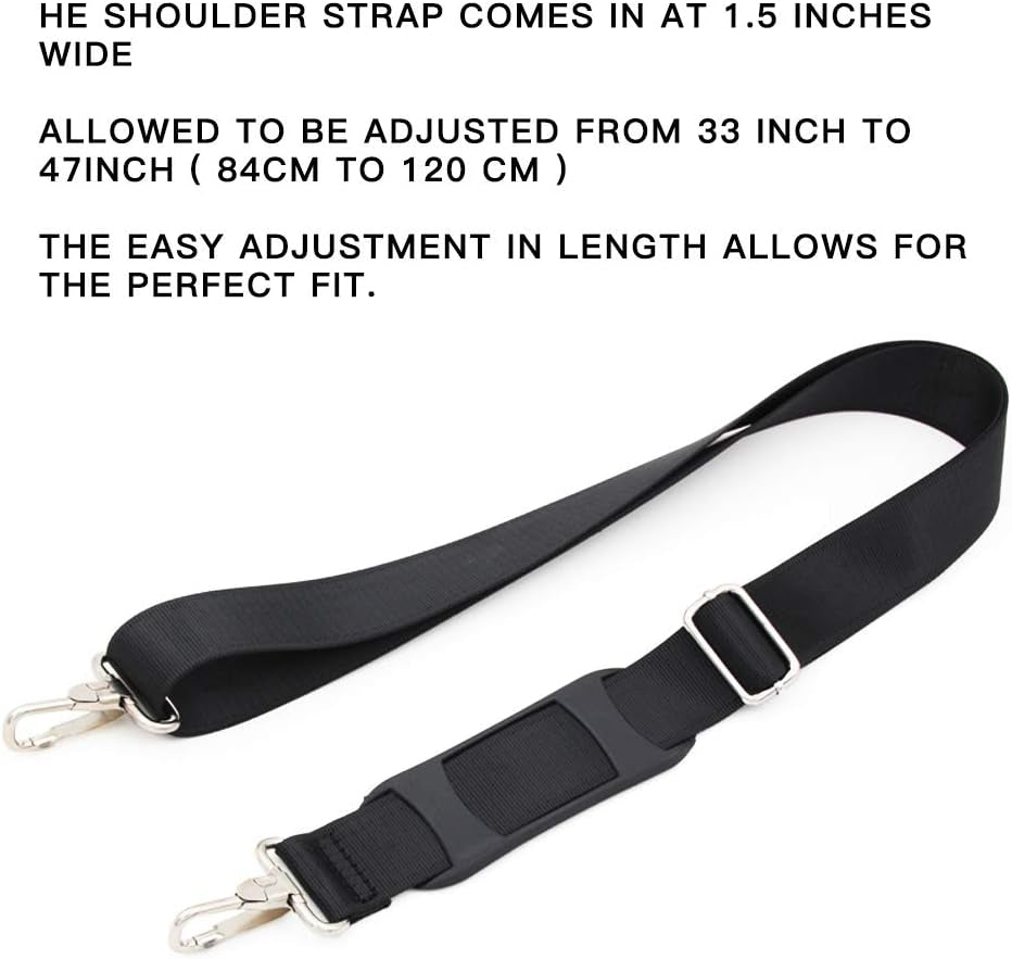 47 Inch Bag Replacement Shoulder Strap | Padded & Adjustable - Perfect for Duffle Bags, Laptop Bags, Briefcases, Camera Bags, Messenger Bags, Diaper Bags & More (Black) Clothing Luggage & Travel Gear Luggage Straps Shoes & Jewelry Travel Accessories