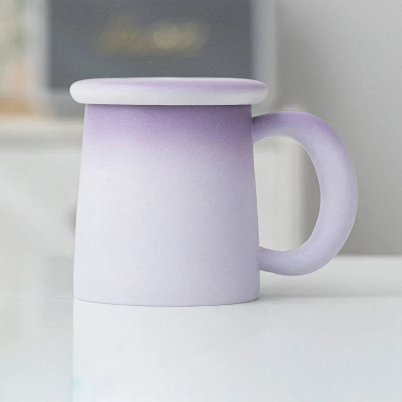 Frosted Ombre Ceramic Mug with Lid