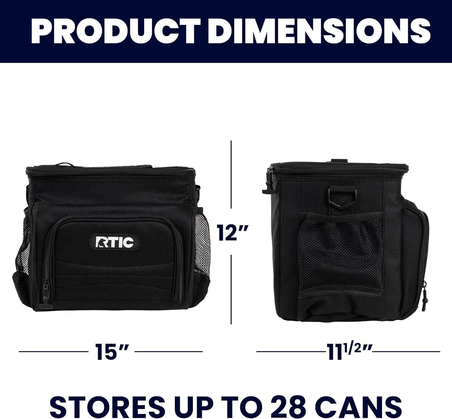 RTIC Day Cooler Bag 28 Can, Soft Sided Portable Insulated Cooling Bags for Lunch, Beach, Drink, Beverage, Travel, Camping, Picnic, for Men and Women, Black Home & Kitchen Kitchen & Dining Lunch Bags Storage & Organization Travel & To-Go Food Containers