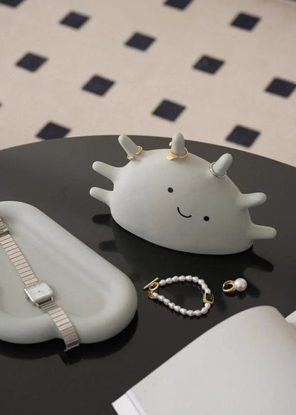 Matte Ceramic Smiling Sun Jewelry Organizer