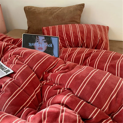 Plush Pinstripe Velvet Bedding Set