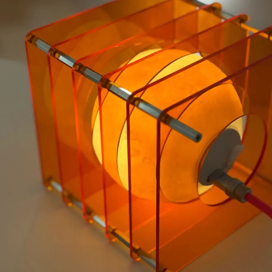 Textured Caged Resin Sphere Lamp