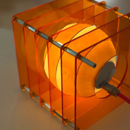 Textured Caged Resin Sphere Lamp