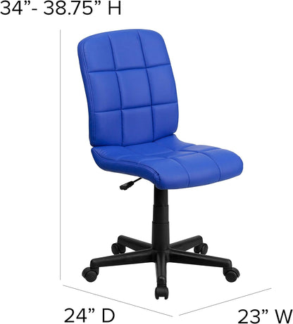 Flash Furniture Clayton Mid-Back Blue Quilted Vinyl Swivel Task Office Chair Furniture Home & Kitchen Home Office Chairs Home Office Desk Chairs Home Office Furniture