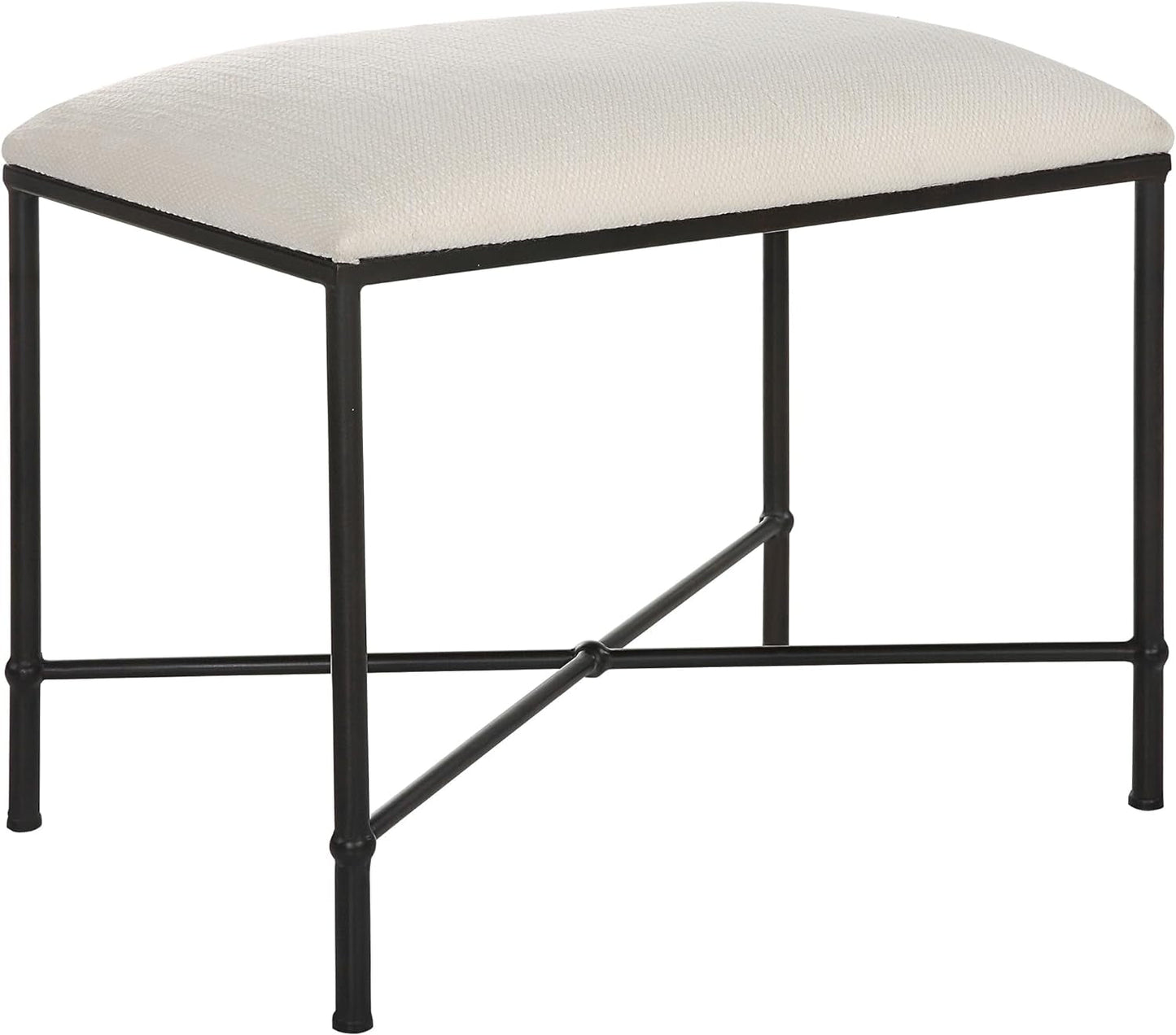 Uttermost Avenham Black Iron, White Fabric Bench Dining Room Furniture Furniture Home & Kitchen Table Benches