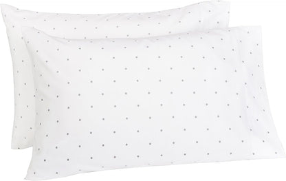 Amazon Brand – Pinzon 170-Gram Flannel Cotton Pillowcases, Set of 2, King, Grey Dot Bedding Home & Kitchen Sheet & Pillowcase Sets Sheets & Pillowcases