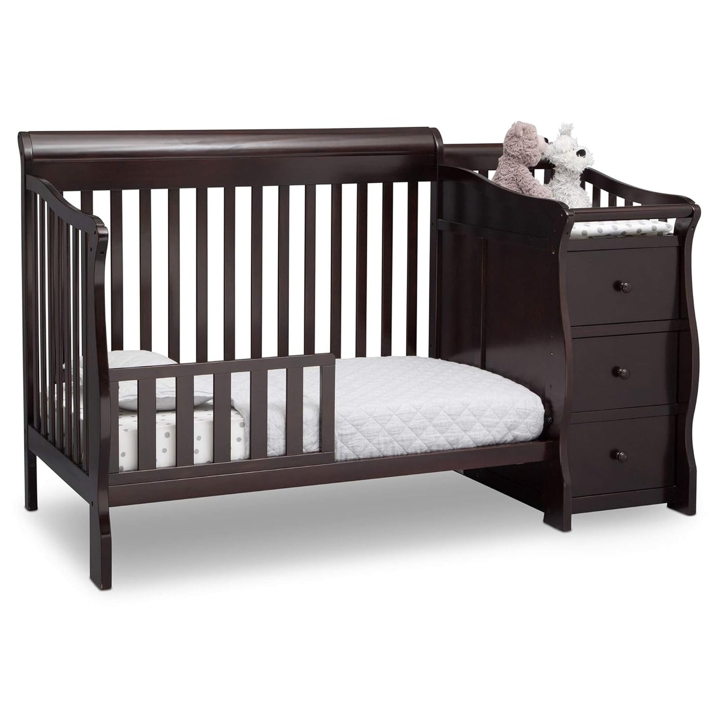 Princeton Junction 4-In-1 Convertible Crib and Changer - Greenguard Gold Certified, Dark Chocolate Baby Products Convertible Cribs Furniture Infant & Toddler Beds Nursery