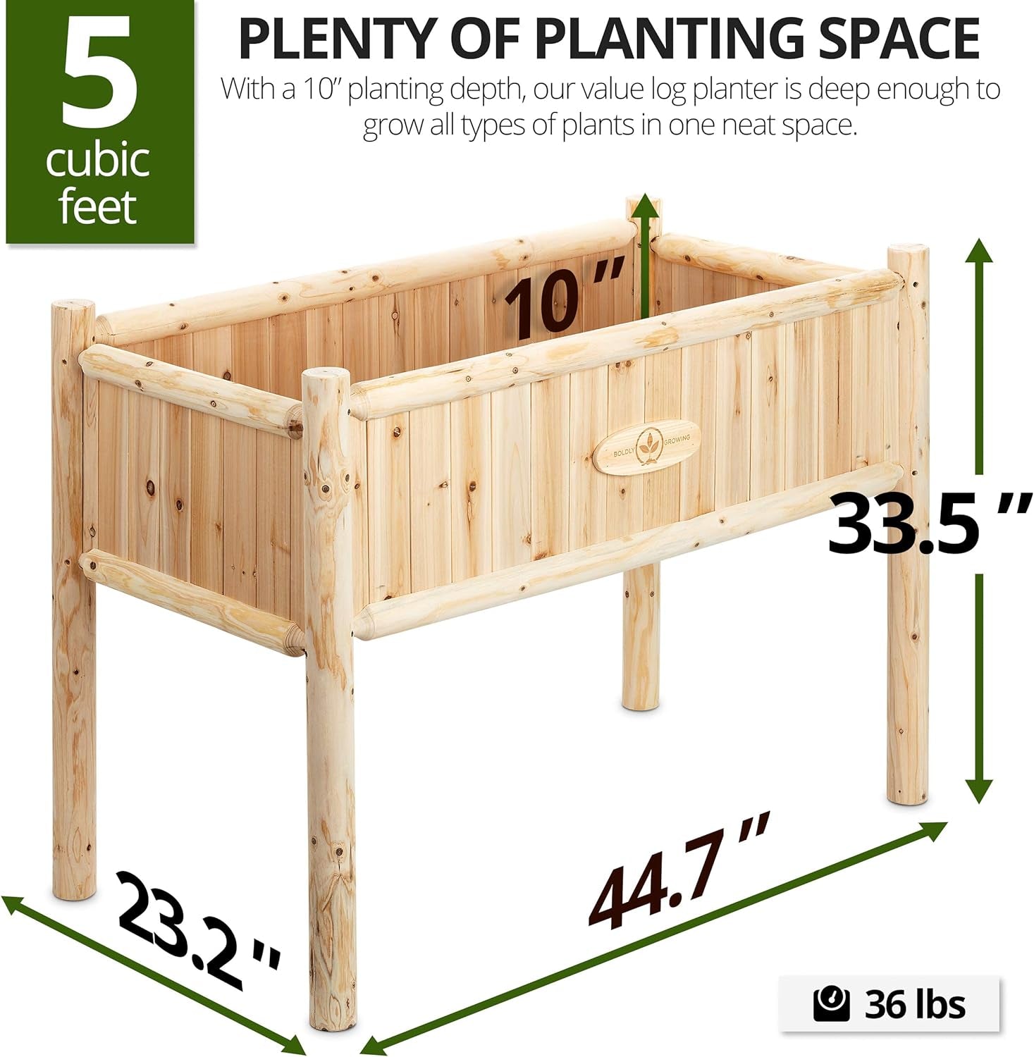 Boldly Growing Wooden Raised Planter Box with Legs - Large Elevated Outdoor Patio Cedar Garden Bed Kit to Grow Herbs and Vegetables - Unmatched Strength Lasts Years, Natural Rot-Resistant Wood Gardening & Lawn Care Lawn & Garden Patio Planters & Container Accessories Pots Raised Beds