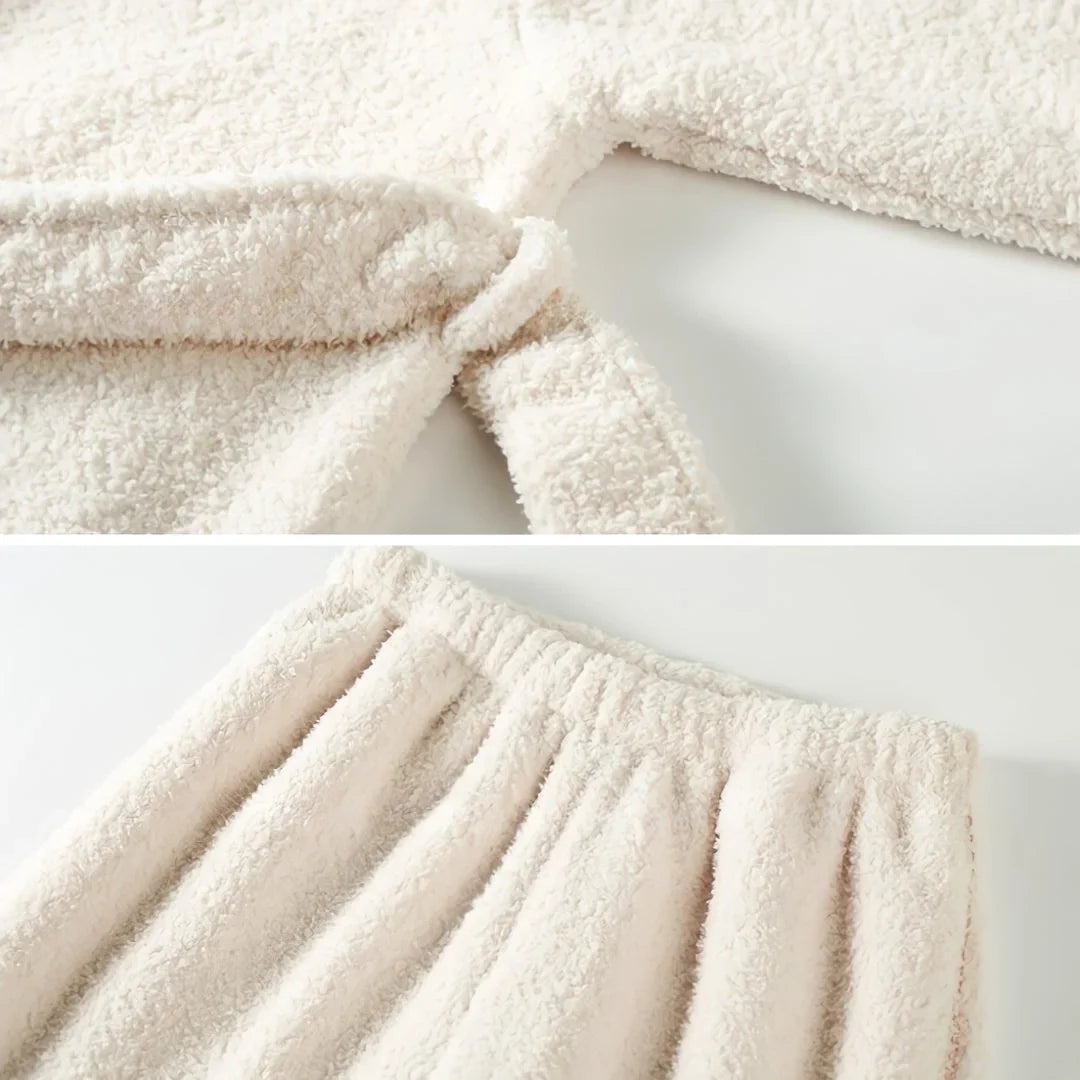 Plush Contrast Stitch Fleece Pajama Set