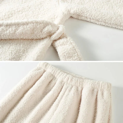 Plush Contrast Stitch Fleece Pajama Set