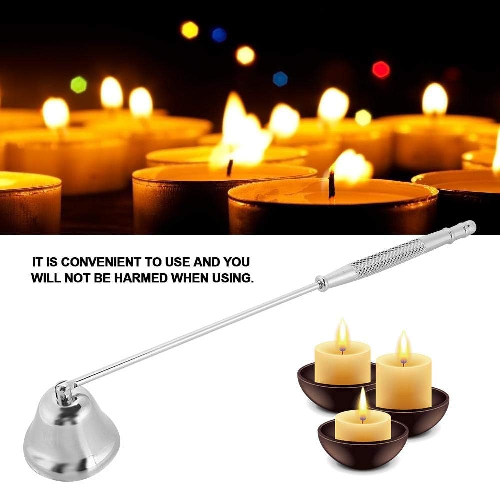 Fashion Stainless Steel Bell Shaped Candle Snuffer Wick Trimmer Cover Hand Tool Extinguish Candle Wick Trimmer Candle Snuffer(Sliver)