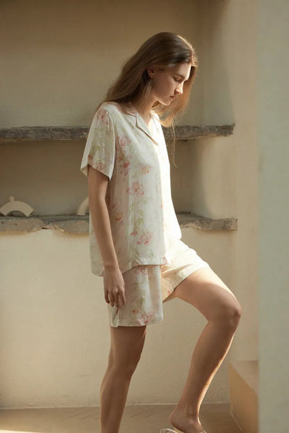 Silky Watercolor Floral Cotton Sateen Pajama