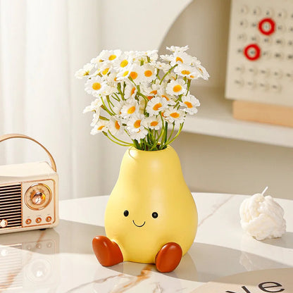 Cheerful Smiley Face Ceramic Pear Vase